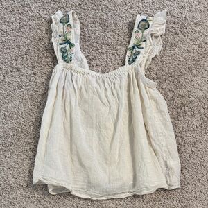 Madewell Embroidered Cream Women's Top